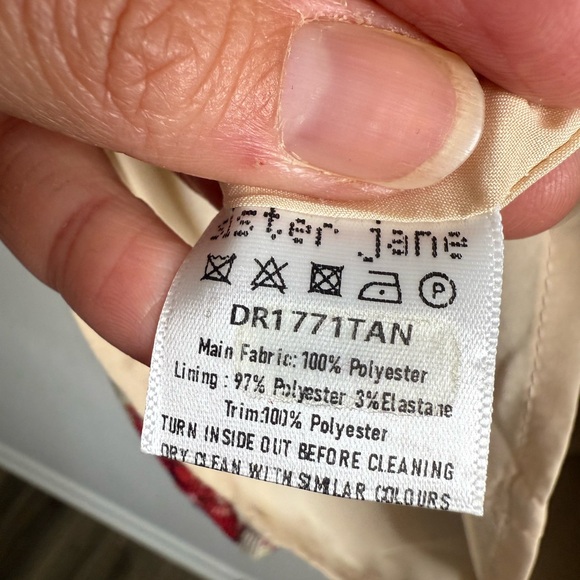 NWT SISTER JANE SHIRLEY POPPY TAPESTRY DRESS - TAN RED FLORAL Sz Small - Picture 11 of 16